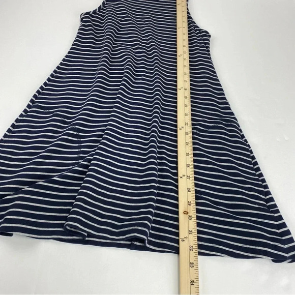 Athleta Womens Small Navy Gray Striped Racerback Super Swing Tank Dress Pockets - Picture 6 of 8